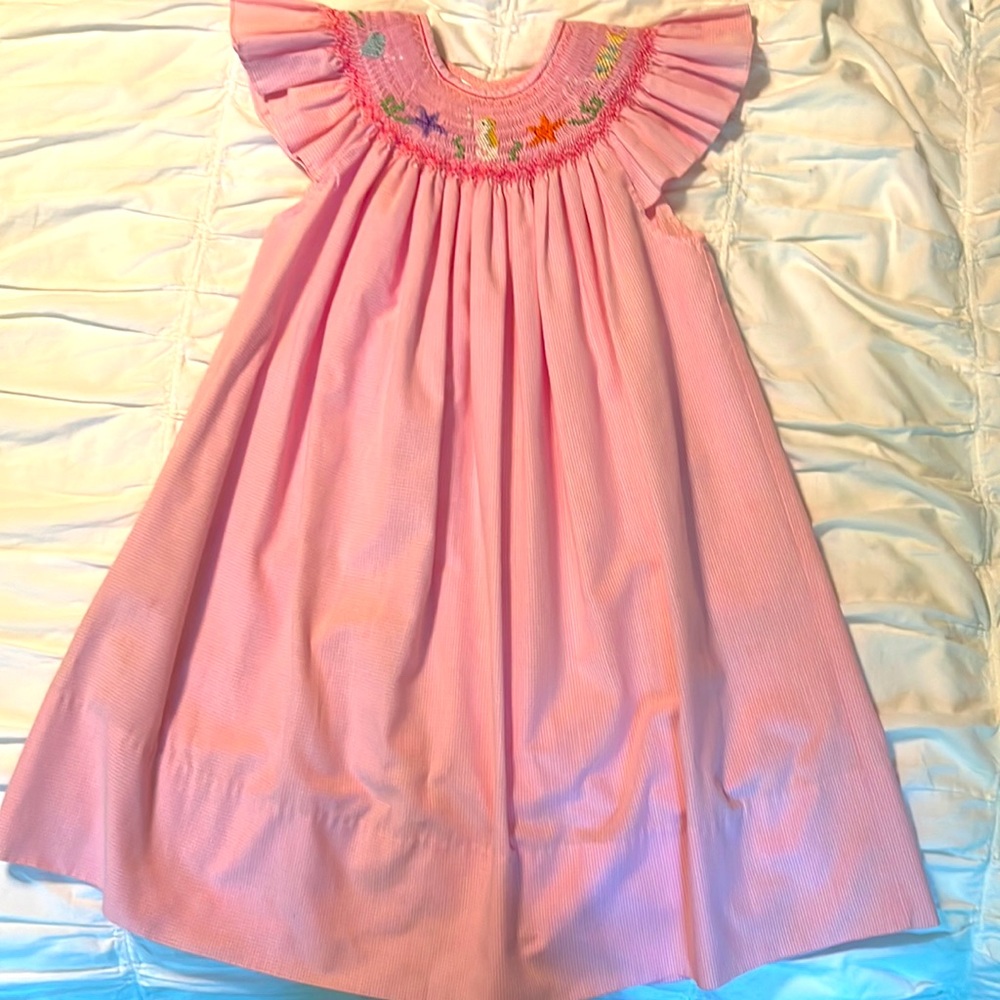 3T Pink Smocked Sea Life Dress